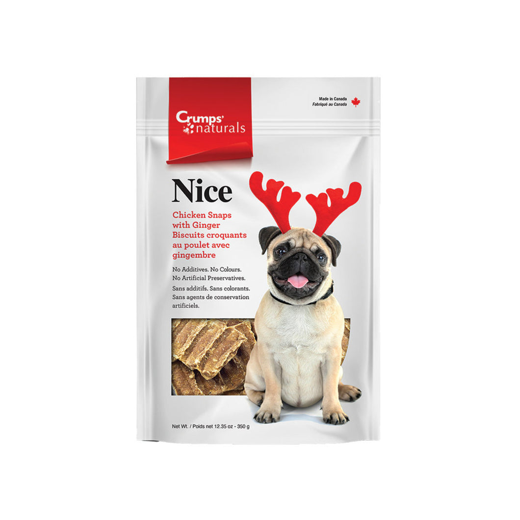 CRUMPS NICE TREATS CHICKEN AND GINGER SNAPS 350G