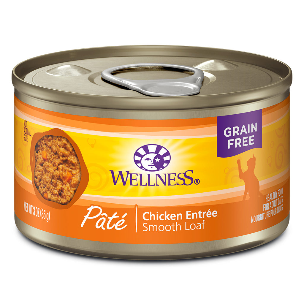 WELLNESS CAT FOOD 3OZ PATE CHICKEN ENTREE SMOOTH LOAF