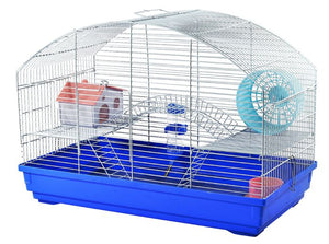 HAMSTER CAGE 58X32X41CM WHITE WIRE BLUE BOTTOM