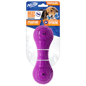 NERF DOG SCENTOLOGY BARBELL BEEF SCENT PURPLE 18 CM (7 IN)