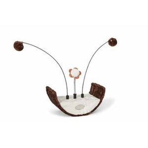 BUDZ CRADLE SHAPE TOY WITH POMPOMS ON SPRINGS BROWN CAT