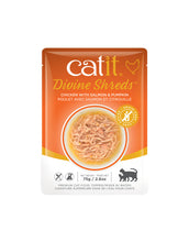 Load image into Gallery viewer, CATIT DIVINE SHREDS 75G POUCH CHICKEN WITH SALMON &amp; PUMPKIN
