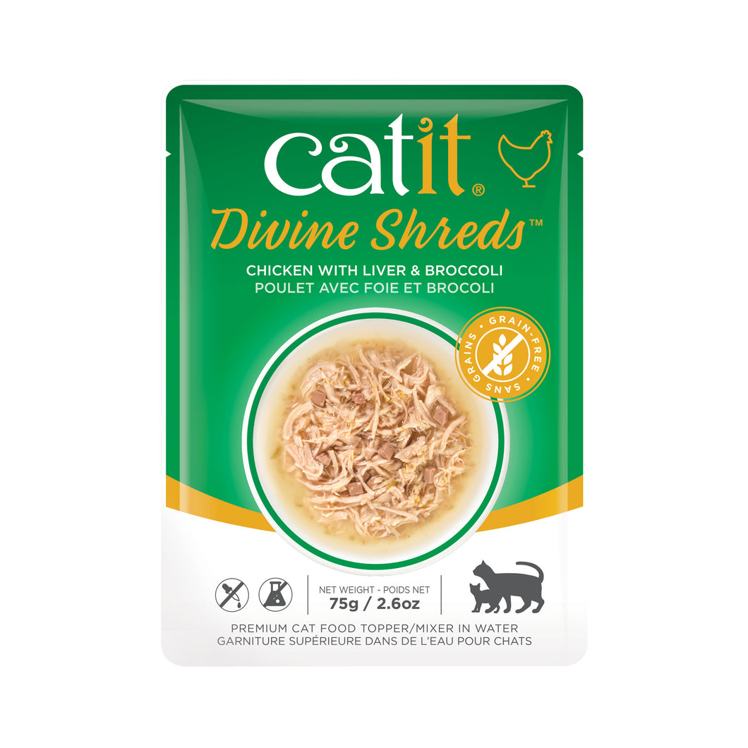 CATIT DIVINE SHREDS 75G POUCH CHICKEN WITH LIVER & BROCCOLI
