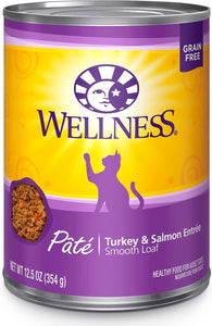 WELLNESS CAT FOOD 12.5OZ PATE TURKEY & SALMON ENTREE GRAIN-FREE