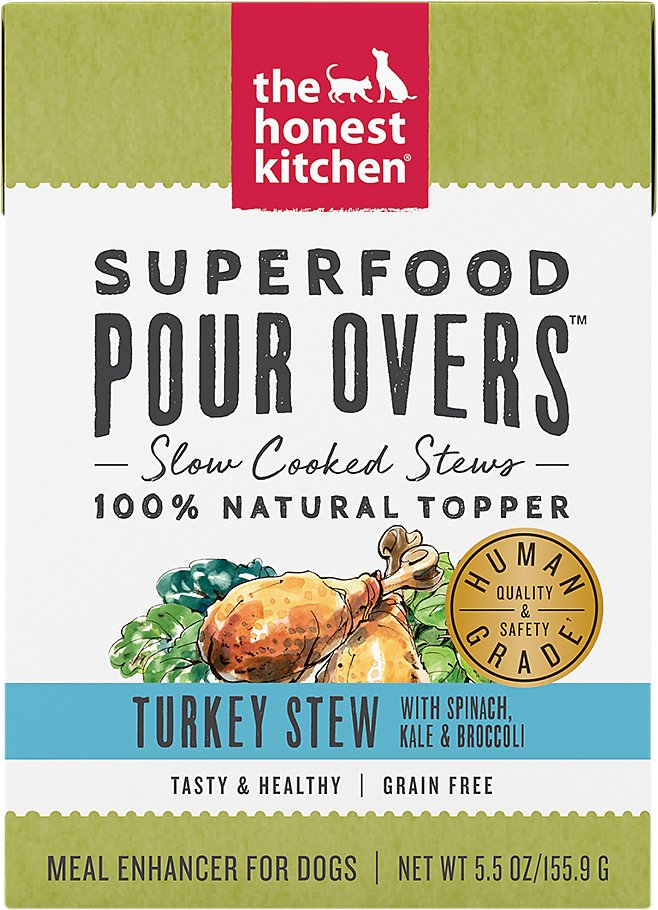 THE HONEST KITCHEN SUPERFOOD POUR OVERS TURKEY STEW 5.5OZ WITH SPINACH, KALE & BROCCOLI